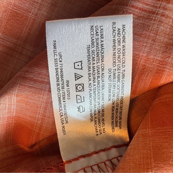Orvis Men's Short Sleeve Tech Shirt XL Orange Plaid Quick Dry UPF30+ Polyester - Picture 5 of 13